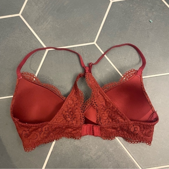 Aerie Burgundy Lace V Neck Bralette - Picture 2 of 7